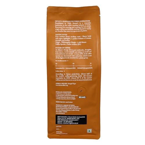 Image of 1962 Devan's South Indian Early Bird Special Blend Filter Coffee Beans: Coffee : 100%, (Medium Roast) 500 Gms (Beans), Bag
