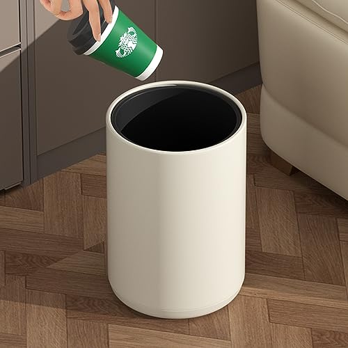 Image of 8L /2.1GAL Small Trash Can Laundry Room,Bathroom Trash Can White, Large Open Garbage Can with Double Barrel for Bedroom, Children's Room, RV, Laundry Room (WHITE-8L)
