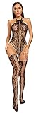 Sniff Rose Women's Sexy Fishnet Lingerie Sets Halter Lace Teddy Bodysuits Babydoll Tops+Lace Sheer T