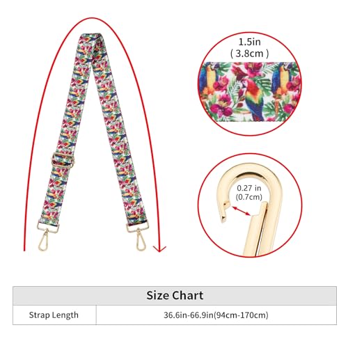 Image of ZOOEASS Wide Shoulder Strap Adjustable Replacement Belt Guitar Style Crossbody Bag Handbag Strap Multicolor Canvas Straps(Wide:1.5in)(Color44)
