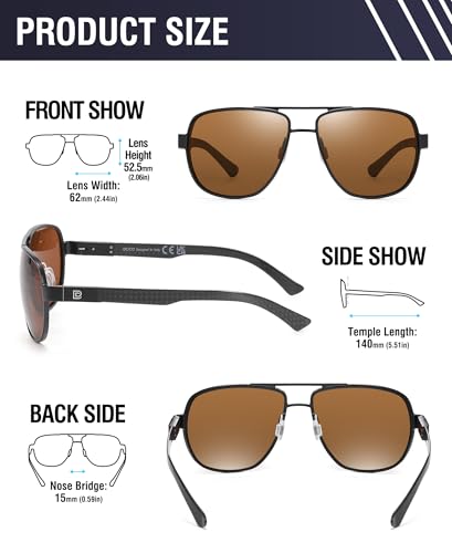 Image of DUCO Aviator Sunglasses for Men Women Carbon Fiber Polarized Sunglasses Men UV Protection for Driving Golf Fishing 3051