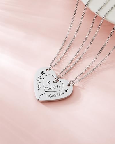HOFOYA Sisters Best Friends Forever Matching BFF Necklace Set for 2 3 4,Mom Daughter Necklaces,Friendship Necklace,Christmas Birthday Gift for Women Teens BFF Sister.4