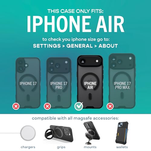 Image of Smartish iPhone Air MagSafe Clear Case - Gripmunk Magnetic Slim Case [Lightweight + Protective] Anti-Yellowing Thin Grip Clear Cover for Apple iPhone Air - Clearly Black