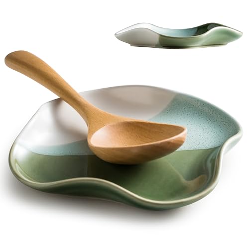 Image of Ceramic Spoon Rest for Stove Top, Cooking Spoon Holder,Utensil Rest | Heat-Resistant Spatula Holder for Kitchen Counter , Coffee Spoon Rest, Coffee Bar Accessories, Modern Farmhouse kitchen Decor