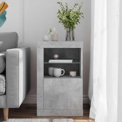 Armoire d'appoint gain de place grise avec rangement ferm&eacute; et USB