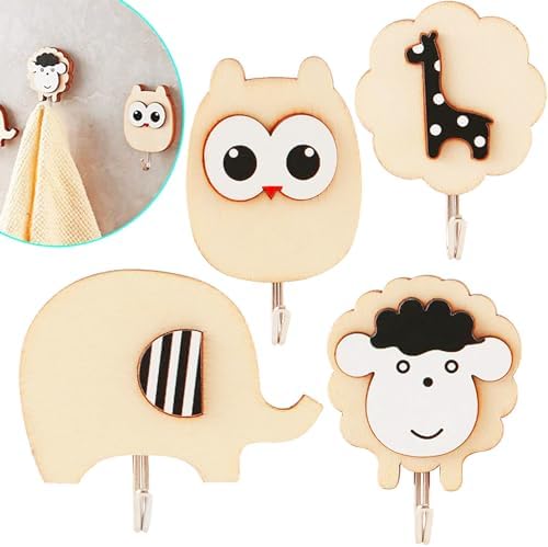 Gxdamxz 6 Stück Kleiderhaken Kinder - Selbstklebende Wandhaken Bunt