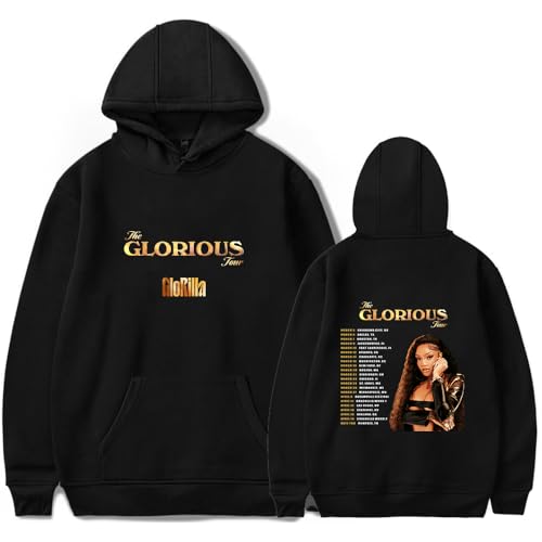 Glorilla The Glorious Tour - Sudadera con capucha para hombre con estampado de hip hop, Negro, 3XL