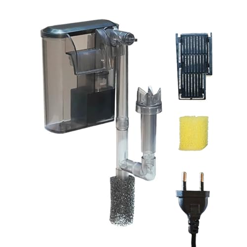 VANSUKY 3-in-1 Nano-Aquariumfilter – Hängefilter für bis zu 15L (bis 30 cm) | Einstellbarer Durchfluss, Oberflächenskimmer, Ersatz-Aktivkohle & Bio-Schwamm