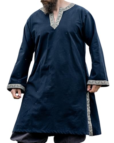 Vêtement médiéval homme Halvor : chemise de loisirs en coton et costume viking