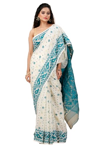 Image of OISHANI SAREE GHOR Women's Traditional Bengal Cotton Silk Soft Jamdani Saree - Beautiful design and Quality - Without Blouse Piece