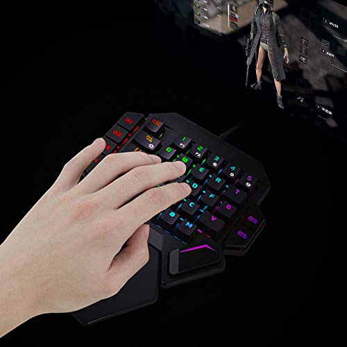 Tastiera da Gioco Meccanica a Una Mano RedThunder - Interruttori Blu Retroilluminato RGB 35 Tasti Mini Tastiera Portatile da Gioco - Controller di Gioco Ergonomico per PC/MAC / PS4 / XBOX ONE Game