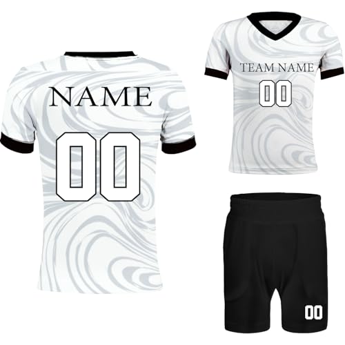 Personalized Soccer Jerseys Uniform Customize Your Own Unique Present For Men Adult With Printed Name And Number (White&Black)