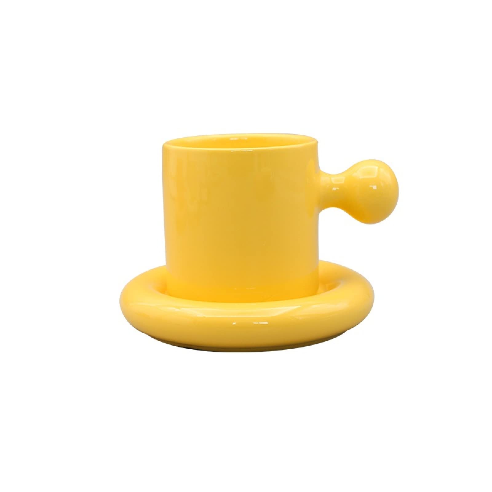 Tazza da caffè in ceramica Giallo tuorlo con piattino Tazza da tè Tazza da caffè in ceramica Tazza Regalo per ufficio e casa