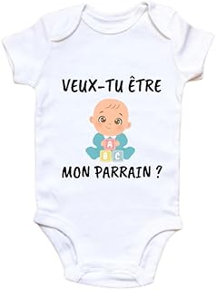 Body Bébé Veux-tu être Mon Parrain-Marraine ? – Cadeau Annonce Parrain-Marraine – Coton Doux – Blanc – Naissance, Baby Shower,Annonce,Bapteme
