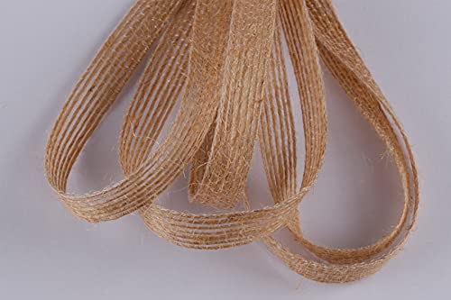 Joycrosso 9mm Wide Natural Burlap Fabric Natural Jute Beautiful Burlap Ribbon Great for Wedding Gift Wrapping Home Décor Floral Arrangement - Image 2