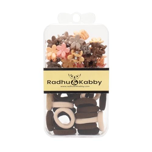 Image of Radhu & Kabby Hair Accessories for Kids | Assorted Hair Ties & Flower Claw Clips in a Box | Ideal for Daily Styling | Travel-Friendly Hair Accessory Kit | Multi-Colour | Set of 2