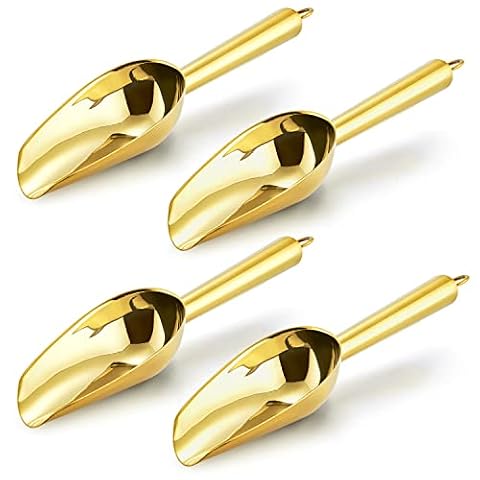E-far Mini Ice Scoop Set of 4, 3 Ounce Gold Stainless Steel Utility Scoops — $19.99 (13% off)