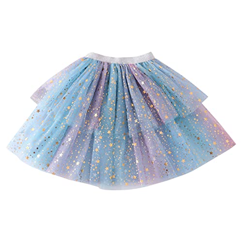 RNTOP Little Girl Tutu Skirt Baby Toddler Paillette Ballet Tulle Skirt Dance Princess Skirt Birthday (Light Blue, 8-10 Years)