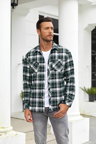 COOFANDY Men's Flannel Plaid Shirts Long Sleeve Casual Button Down Shirt with Pockets3