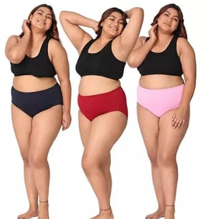 trendy indo (Pack of 3 Women Big Size High Waist Panties with Stain Free Fabric | Super Soft and Pure Cotton Ladies | Multicolour-picture-56
