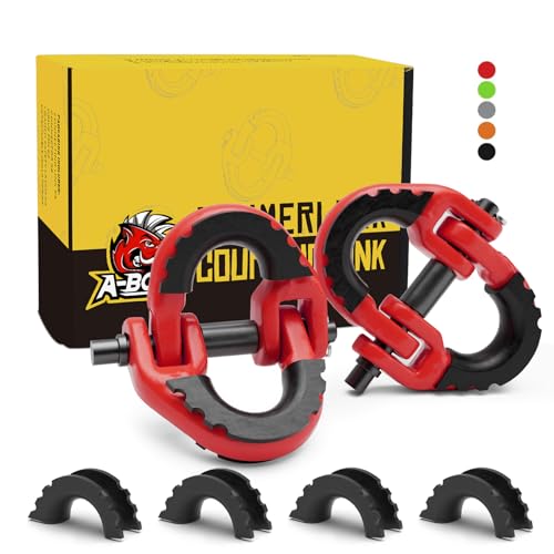 1/2 Safety Chain Connector Link, 2pack Hammerlock Coupling Link for Trailer Chains Connect, 12000lbs Load Capacity, Drop Forged Steel Tow Hitch Safety Chain Connector Link, Red