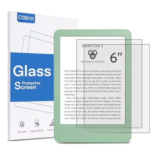 CoBak 2 Pack Matte Tempered Glass Screen Protector for 6' Kindle 2024 and 2022 (11 Generation), Kobo...