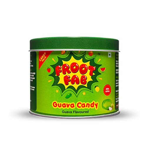 Image of CandyVille Frootfab Guava Candy Tin (340 Gram)|Refreshing Guava Flavoured|After Meal|Fruit Flavoured Candy Tin