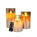 Produktbild FLINQ LED Kerzen im Rauchglas mit Bewegender Flamme  3er Set Goldfarben mit Fernbedienung, Timer & Dimmfunktion  Echtwachs Optik, Flackernde Dekokerzen