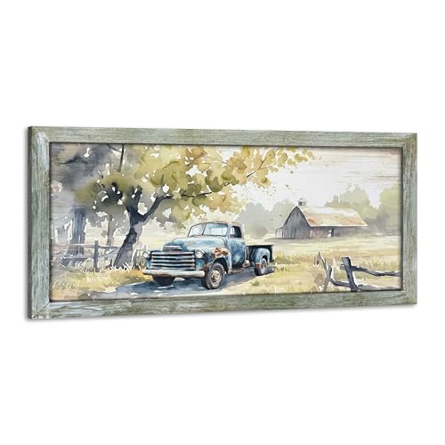 Framed Rustic Barn Wall Art: Large Farm Wooden Country Farmhouse