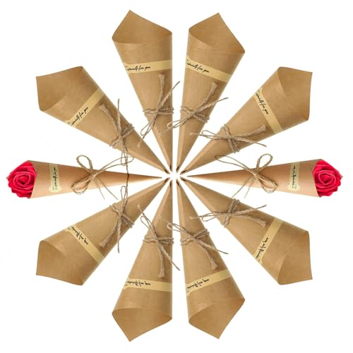 50 Pièces Mariage Cône En Papier, Cône de Confettis en Papier Kraft Rétro, avec Ficelle et...
