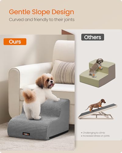 Feandrea 2-Step Dog Stairs, Dog Steps for Bed, Sofa, Waterproof Pet Stairs with Anti-Slip Designs, Gentle Slope, Removable Washable Cover, Handle, Dove Grey PPS002G01 - Image 5