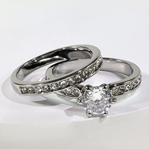 Couple Rings His Her Wedding Ring Sets Matching Rings White Gold Plated Aaa Cz Ring Titanium Men Ring #TOP6