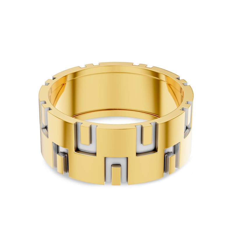 Image of Kisna Diamond & Gold Jewellery 18KT (750) Yellow Gold For Men|Real Gold Ring|Gold Ring Men|Stylish & Simple Daily Wear Gold Ring|Gift for Her, Birthday, Anniversary|Fortex Gold Band Ring for Him S16