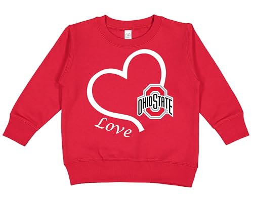 Future Tailgater Ohio State Buckeyes Officially Licensed Love Heart Baby/Toddler/Youth Crewneck Sweatshirt (US Age 3 Years) Red