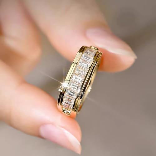 Fashion Gold Color Proposal Ring Bridal Wedding Band Jewelry with Brilliant Cubic Zirconia3