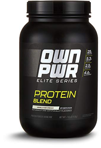 amazon brand - own pwr elite series protein powder vanilla ice cream 2 lb protein blend whey isolate milk isolate micellar casein