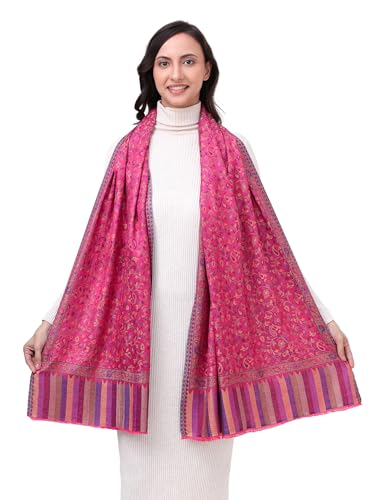 Image of EH Pashmina Stole, Reversible Jamawar weave in beautiful paisley & floral, very soft MODAL fabric, all season Stole, Scarf, Wrap.