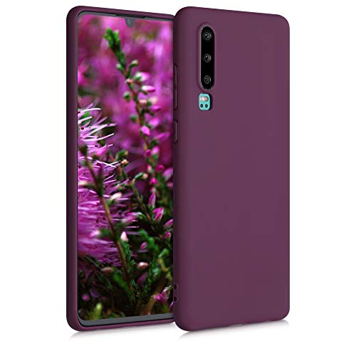 kwmobile Case Compatible with Huawei P30 Case - Soft Slim Protective TPU Silicone Cover - Bordeaux Violet