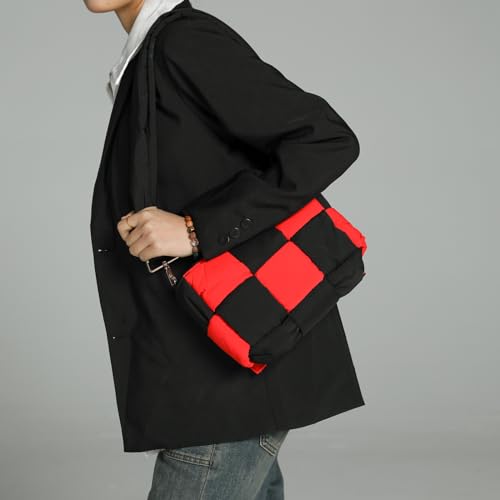 Image of Shoulder Bag Lightweight Puffer Tote Crossbody Bag Handwoven for Women | waterproof nylon, durable, soft padded texture, versatile for travel, work, weekend, everyday, adjustable strap