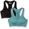 Jockey-Womens-Removable-Cup-Seamless-Bra Jockey Womens 2 Pack Removable Cup Seamless Sports Bra, Jade Pearl/Black, Medium US
