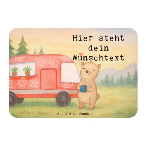 Mr. & Mrs. Panda Personalisierter Magnet Bär Camper Design - Geschenk, Fridge, Selbst Gestalten, Personalisieren, Roadtrip, Kühlschrankmagnet, Wunschname, Zelten, Wohnmobil, Campingplatz, Urlaub