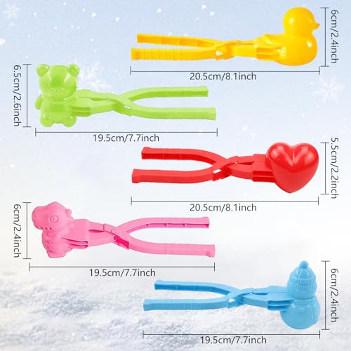 Booaee 5 Stück Schneeball Former, Winter Schneeball Maker Schneeball Clip Maker Sandball Maker Clips Klammern Spielen Schnee Sand Spielzeug für Kinder Jungen Mädchen Sommer Winter Spaß