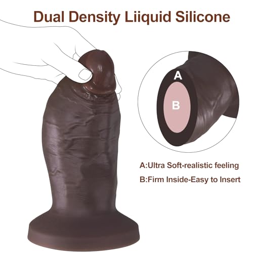 Image of 7.87'' Realistic Huge Thick Dildo for Women, Lifelike Soft Giant Dark Brown BBC Dildo with Strong Suction Cup, Silicone Adult Toys & Games for Advanced Male Female (Dark Brown)