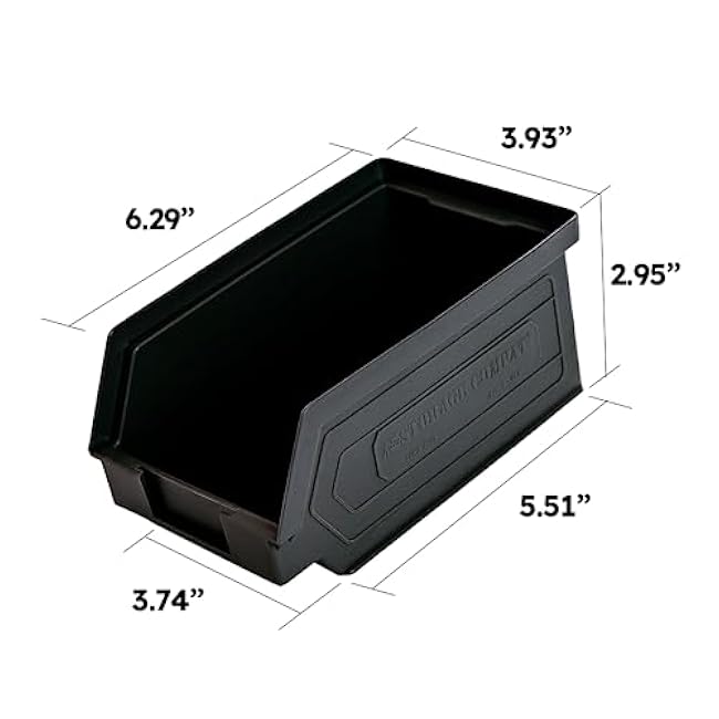 Plastic Storage Bins, Hanging, Stackable, Storage Organizer Bin for Warehouses, Workshops 7-Inch x 4-Inch x 3-Inch, Black, 12-Pack