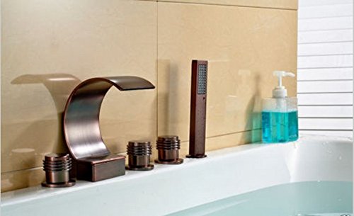 Robinet baignoire cascade mélangeur 5 trous Gowe avec douchette à main et mitigeur