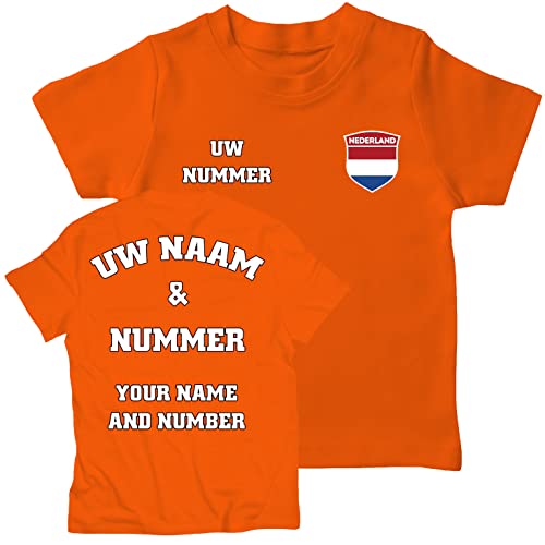 lepni.me T-shirt Pour Enfants Maillot de Football des Pays-Bas Votre Nom et Numéro - Insigne du Drapeau Hollandais Personnalisé Top Coupe du Monde 2022 Euro Championship (12-13 ans Orange Multicolore)