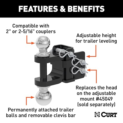 CURT Manufacturing 45008 Dual-Ball and Clevis Bar with 2" and 2-5/16" Balls by CURT - Image 3