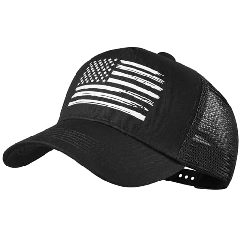 Image of VIONLAN Baseball Cap American Flag Trucker Hat for Men Women 3D Embossed Logo Adjustable Outdoor Mesh Snapback Hat