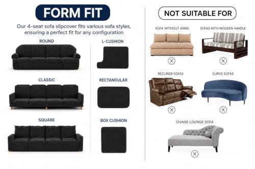 Image of Bellissima Sofa Covers - Premium Luxury Microfibra Plain Stretchable Sofa Cover Fully Covered Slipcover, Imported from Italy (Dusty Rose, 4 Seater-UN)