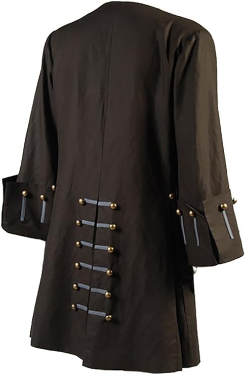 POTC Capn Jack Sparrow Brown Wool Pirate Coat Johnny Depp Halloween Vintage Overcoat Medieval renaissance Wool Cosplay Jacket2